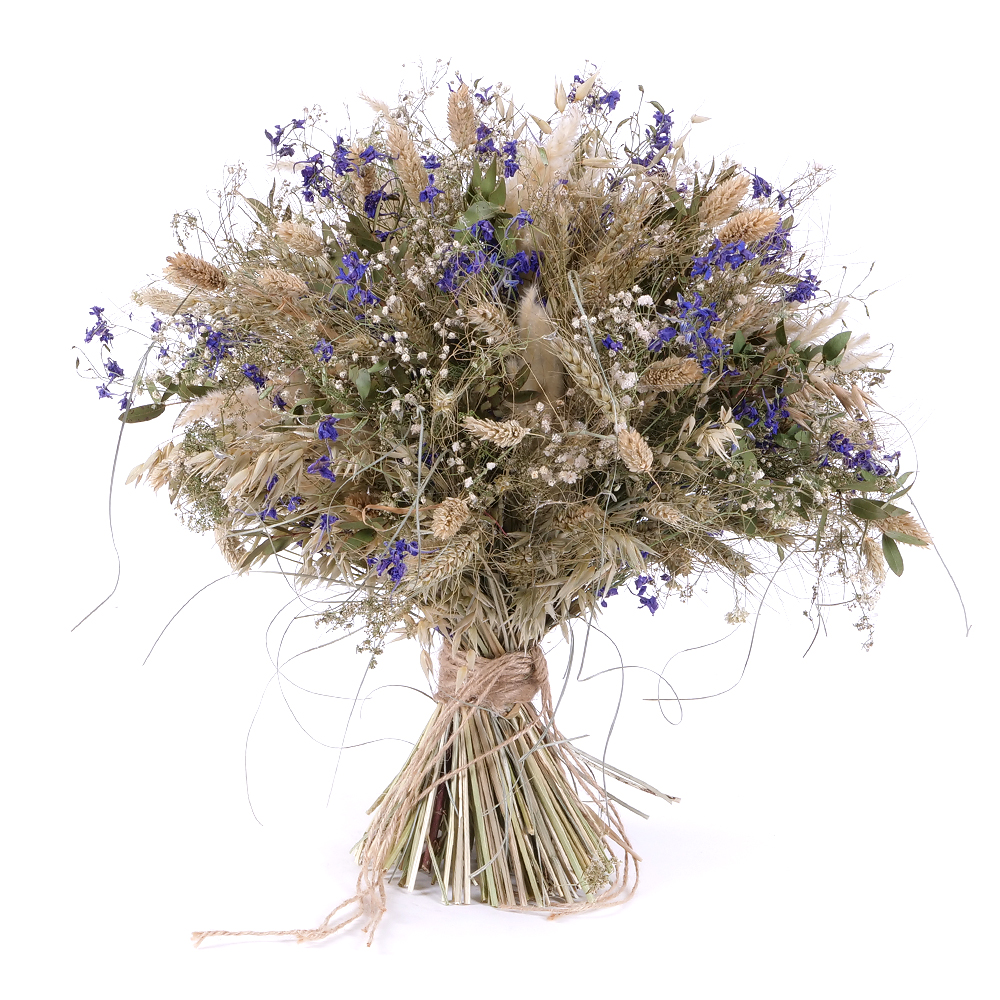Dried bouquet blue flowers